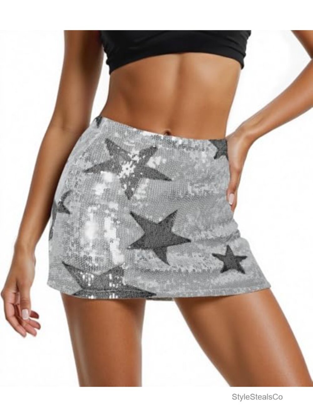 Sequin Mini Skirt Low Rise Bodycon Stretch Party Clubwear